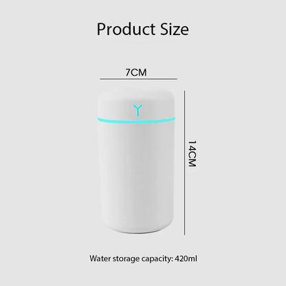 Portable 420Ml Air Humidifier Aroma Oil Humidificador for Home Car USB Cool Mist Sprayer with Colorful Soft Night Light Purifier