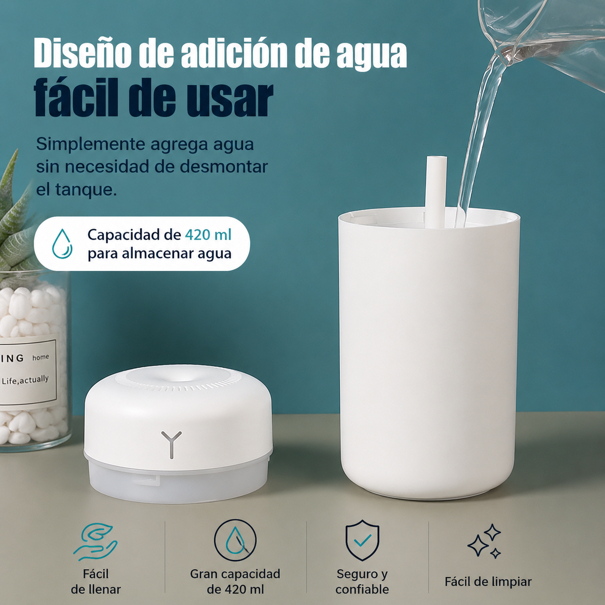 Humidificador Ultrasónico LED 420 ml | Transforma tu hogar en un espacio más fresco y relajante