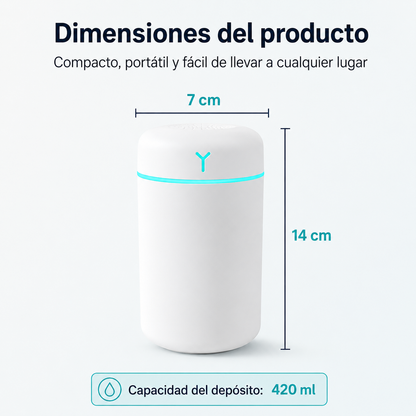 Humidificador Ultrasónico LED 420 ml | Transforma tu hogar en un espacio más fresco y relajante