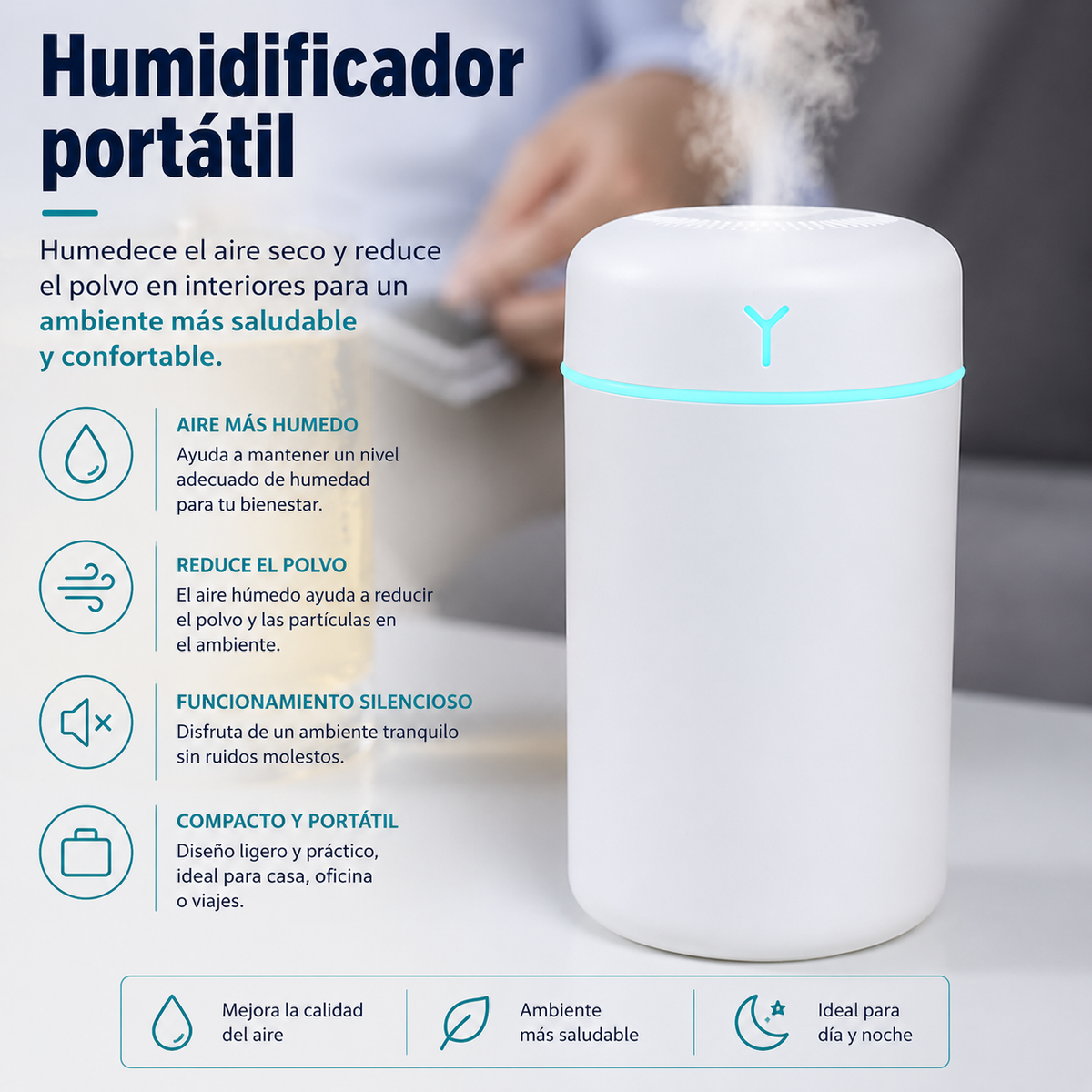 Humidificador Ultrasónico LED 420 ml | Transforma tu hogar en un espacio más fresco y relajante