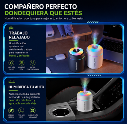 Mini Humidificador LED Portátil/💧 Convierte cualquier espacio en tu pequeño oasis.