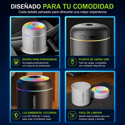 Mini Humidificador LED Portátil/💧 Convierte cualquier espacio en tu pequeño oasis.