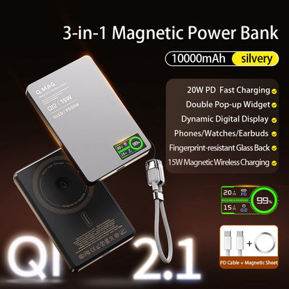Wireless Magnetic Powerbank Fast Charing Spare Portable External Battery for Iphone 12-17 Promax Watch Airpods 5000/10000Mah