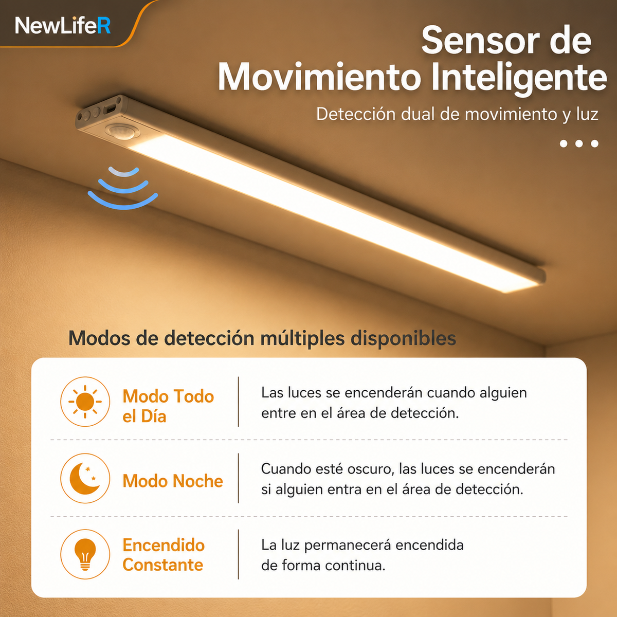 Lámpara LED Inteligente con Sensor/💡 Entra, se enciende y listo. Ilumina justo cuando la necesitas.