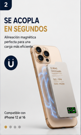 Power Bank Magnética 3 en 1 Qi2.1 | Carga Inalámbrica 20W para iPhone y Android, Smartwatch y Airpods
